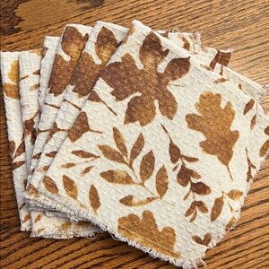Farmhouse Rachel Ashwell Autumn Fall Floral Leaves Leaf Pattern Fabric Napkins